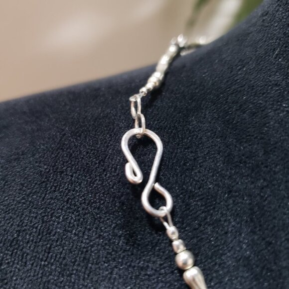 Women Purple Impression Jasper Stone Hematite Beaded Necklace with Hook & Eye - Picture 6 of 6